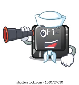 Sailor with binocular button f1 cartoon on the keyboard