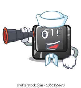 Sailor with binocular button f11 isolated with the cartoon