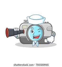 Sailor with binocular camera caharacter cartoon design
