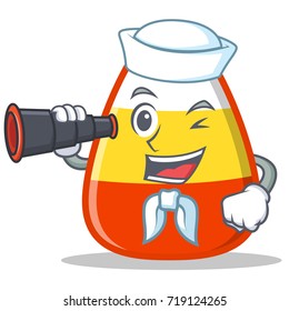 Sailor with binocular candy corn character cartoon
