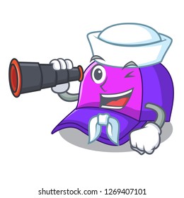 Sailor with binocular cap character in the shape funny