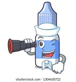 Sailor with binocular cartoon eye drops on drug rack