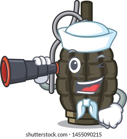Sailor with binocular cartoon grenade a in the bag