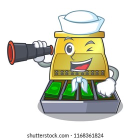 Sailor with binocular cash register with LCD display cartoon