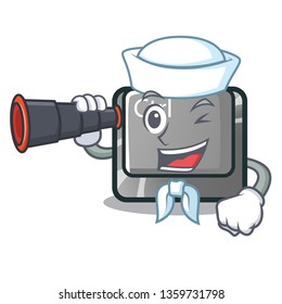Sailor with binocular character ctrl button attached on computer