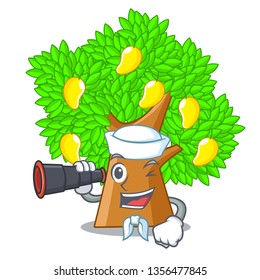 Sailor with binocular character mango tree beside the house