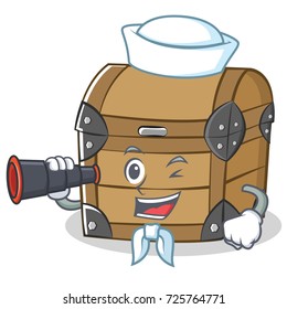 Sailor with binocular chest character cartoon style