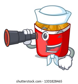 Sailor with binocular chicken nuggets in the cartoon shape