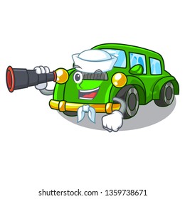 Sailor with binocular classic car in the shape mascot