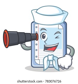 Sailor with binocular clipboard character cartoon style