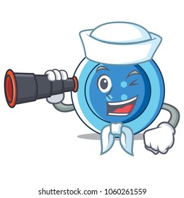 Sailor with binocular clothing button character cartoon