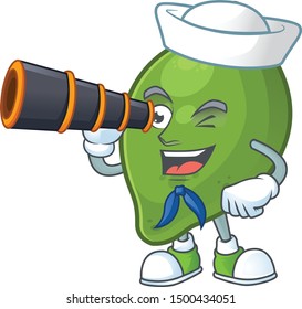 Sailor with binocular cute fruit lime for tasty ingredient