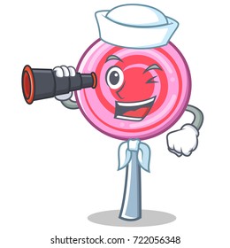 Sailor with binocular cute lollipop character cartoon