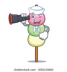 Sailor with binocular dango mascot cartoon style
