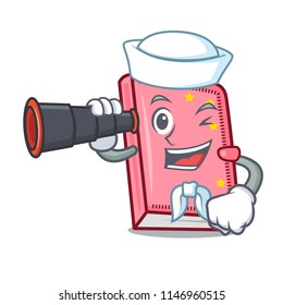 Sailor with binocular diary mascot cartoon style