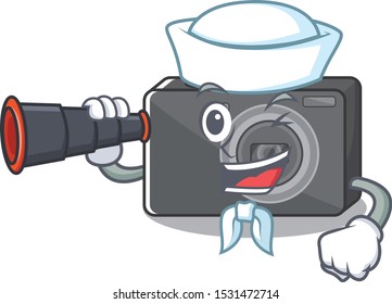 Sailor with binocular digital camera with on the mascot