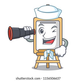 Sailor with binocular easel mascot cartoon style