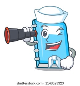 Sailor with binocular education mascot cartoon style