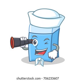 Sailor with binocular eraser character mascot style