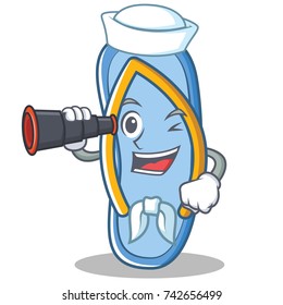 Sailor with binocular flip flops character cartoon