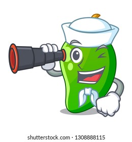 Sailor with binocular green mango in the cartoon shape