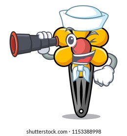 Sailor with binocular hair clip mascot cartoon