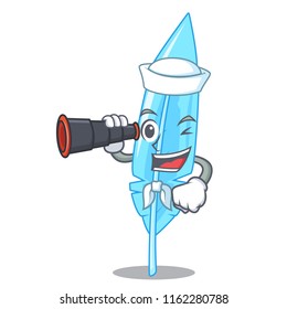 Sailor with binocular hand drawn feather mascot