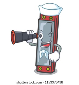 Sailor with binocular harmonica mascot cartoon style