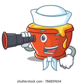 Sailor with binocular honey character cartoon style