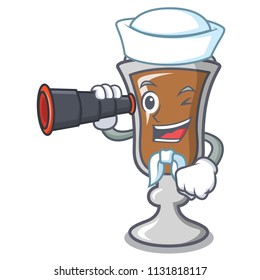 Sailor with binocular irish coffee mascot cartoon