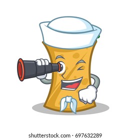 Sailor with binocular kebab wrap character cartoon
