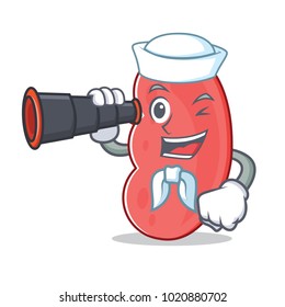 Sailor with binocular kidney mascot cartoon style