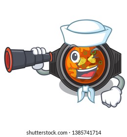 Sailor with binocular kimchi tighe in the cartoon shape