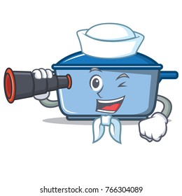 Sailor with binocular kitchen character cartoon style