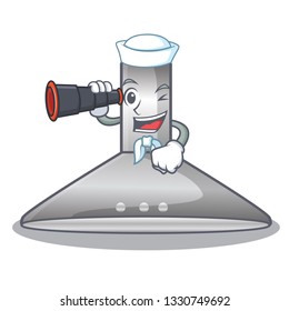 Sailor with binocular kitchen hood isolated with the cartoon