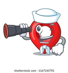 Sailor with binocular map pointer navigation pin mascot cartoon