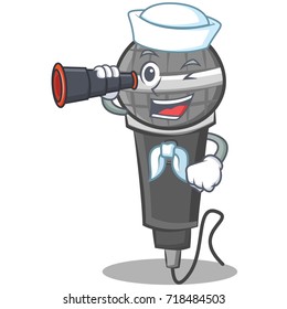 Sailor with binocular microphone cartoon character design