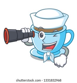 Sailor with binocular milk tea in character the shape