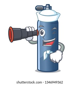 Sailor with binocular miniature air tank diving character shape