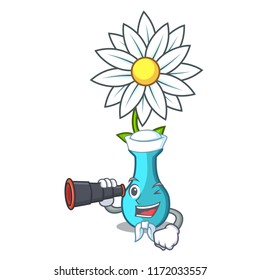 Sailor with binocular modern plant in a glass vase cartoon