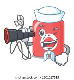 Sailor with binocular mp3 player in a funny cartoon