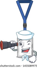 Sailor with binocular name tag isolated in the cartoon