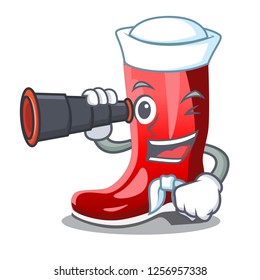 Sailor with binocular narcissus with garden boots on character