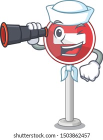 Sailor with binocular no entry isolated in the character