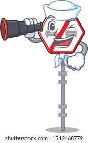 Sailor with binocular no overtaking with the mascot shape