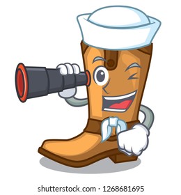 Sailor with binocular old cowboy boots in shape character