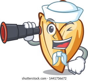 Sailor with binocular orzo paste in a mascot bowl