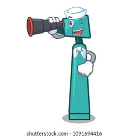 Sailor with binocular otoscope mascot cartoon style