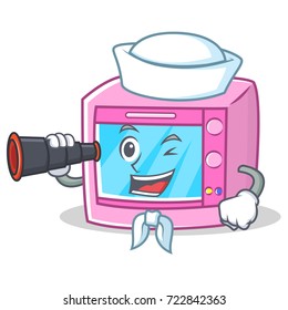 Sailor with binocular oven microwave character cartoon