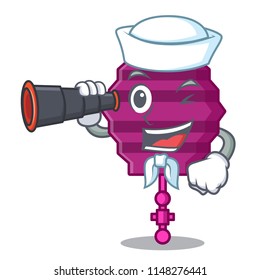 Sailor with binocular paper lantern mascot cartoon